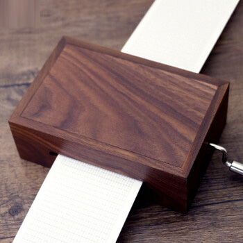 15/30音复古DIY手摇纸带谱曲音乐盒木质diy八音盒创意生日礼物送男女生女友圣诞情人节礼品63【30音手摇系列】胡桃木抽拉款	