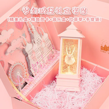提脚芭蕾音乐盒八音盒旋转风灯女孩生日礼物送闺蜜老师送儿童礼物提脚芭蕾-梦幻城堡礼盒套装	
